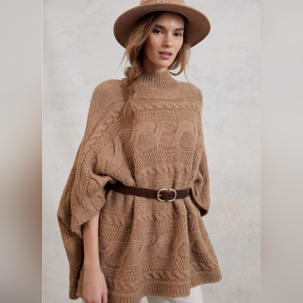 ANTHROPOLOGIE | Rosamund Cable Knit Poncho Sweater
